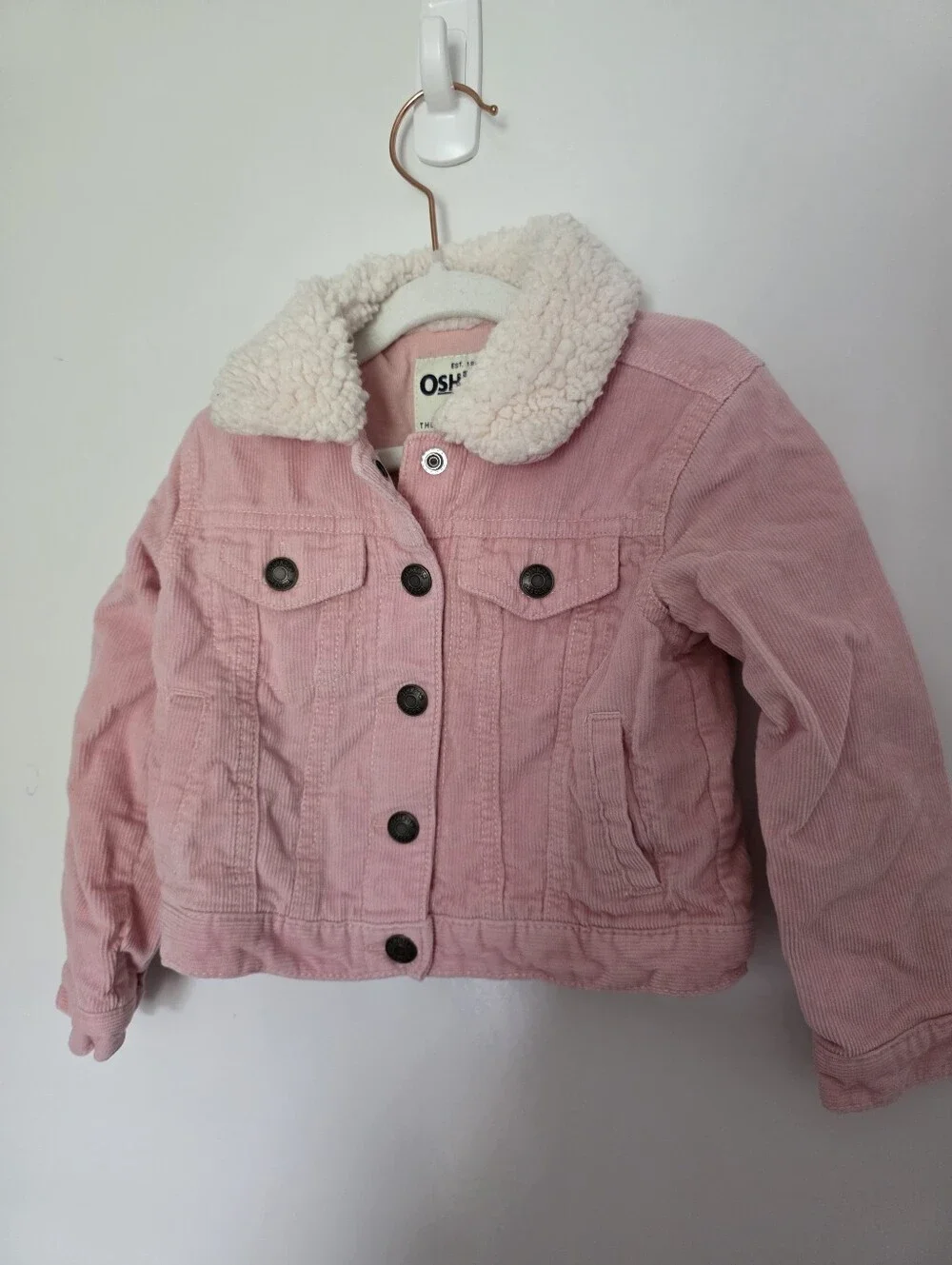 OshKosh B'gosh Pink Corduroy Jacket with Cream Sherpa Collar
